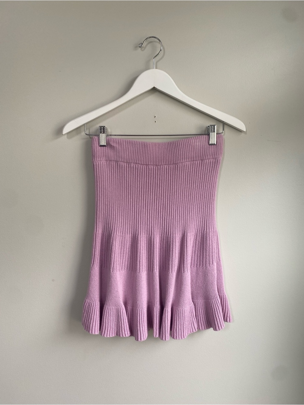 Free People Lilac Ribbed Knit Flounce Skirt